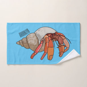 Hermit crab cartoon illustration bath towel set