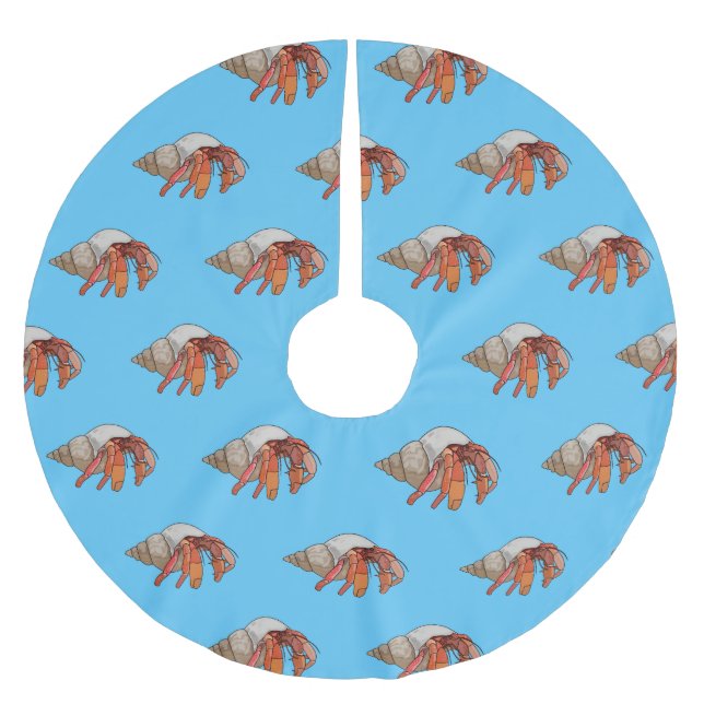 Hermit crab cartoon illustration brushed polyester tree skirt (Front)