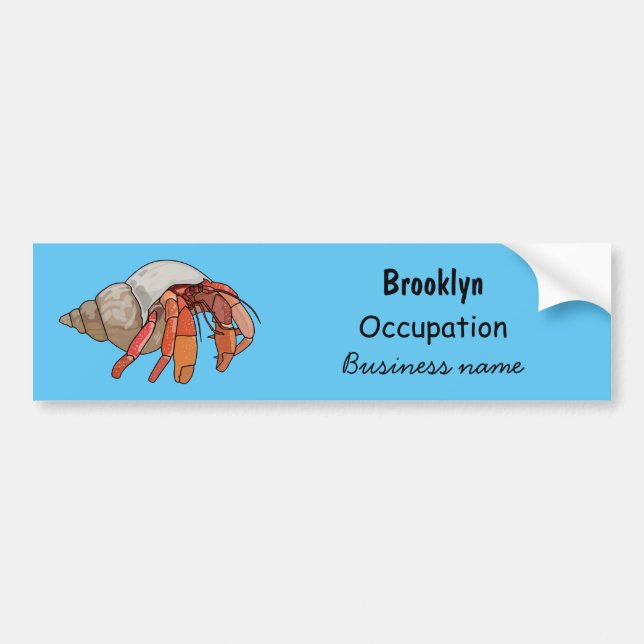 Hermit crab cartoon illustration bumper sticker (Front)