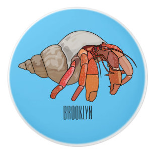 Hermit crab cartoon illustration ceramic knob