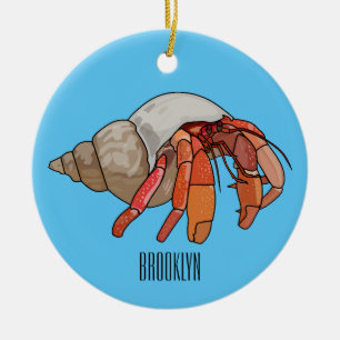 Hermit crab cartoon illustration ceramic ornament