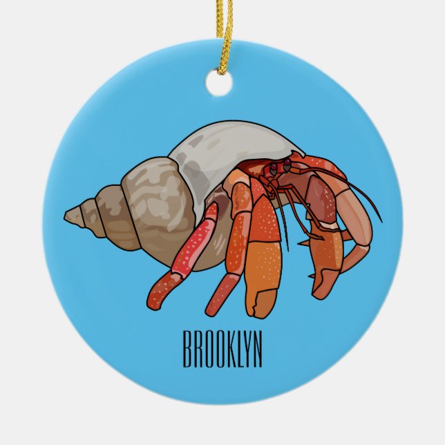 Hermit crab cartoon illustration ceramic ornament (Front)