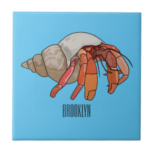Hermit crab cartoon illustration ceramic tile