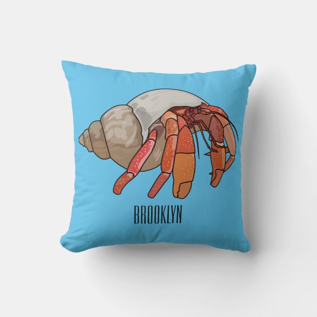 Hermit crab cartoon illustration cushion (Front)