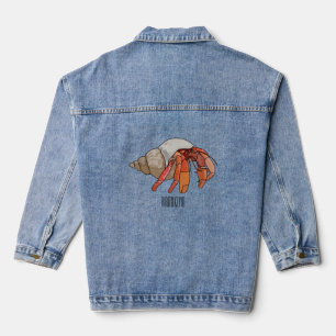 Hermit crab cartoon illustration denim jacket