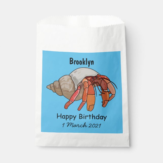 Hermit crab cartoon illustration favour bag (Front)