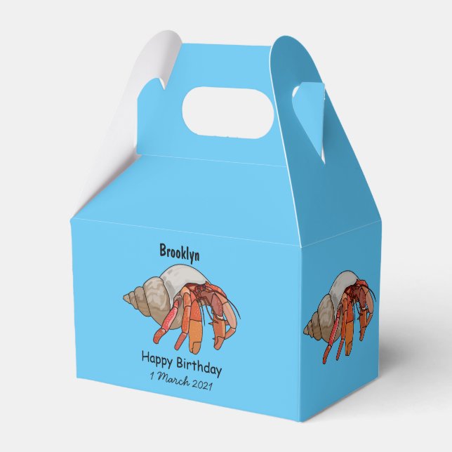 Hermit crab cartoon illustration favour box (Front Side)