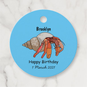 Hermit crab cartoon illustration favour tags