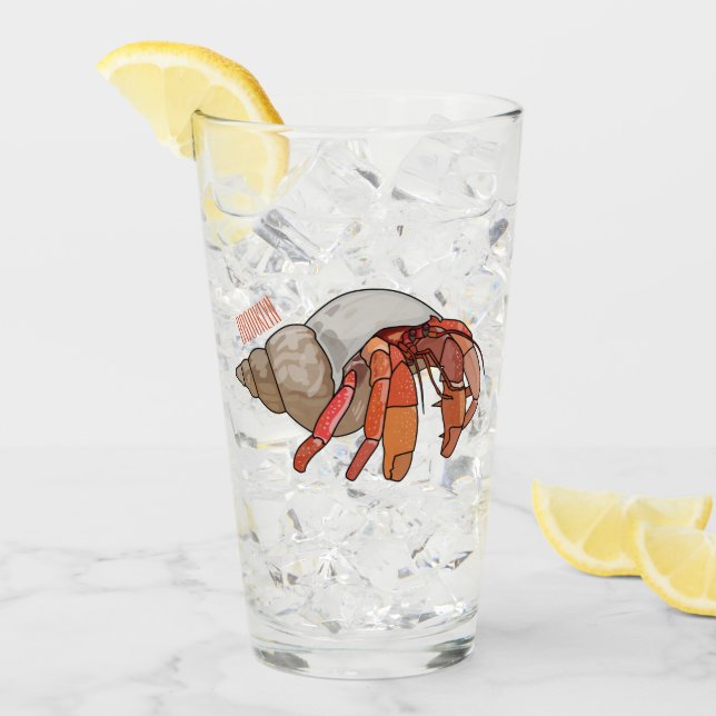 Hermit crab cartoon illustration glass (Front Ice)