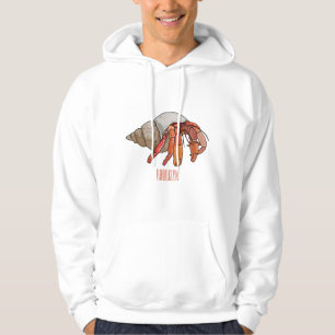 Hermit crab cartoon illustration hoodie