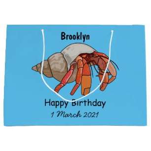Hermit crab cartoon illustration large gift bag
