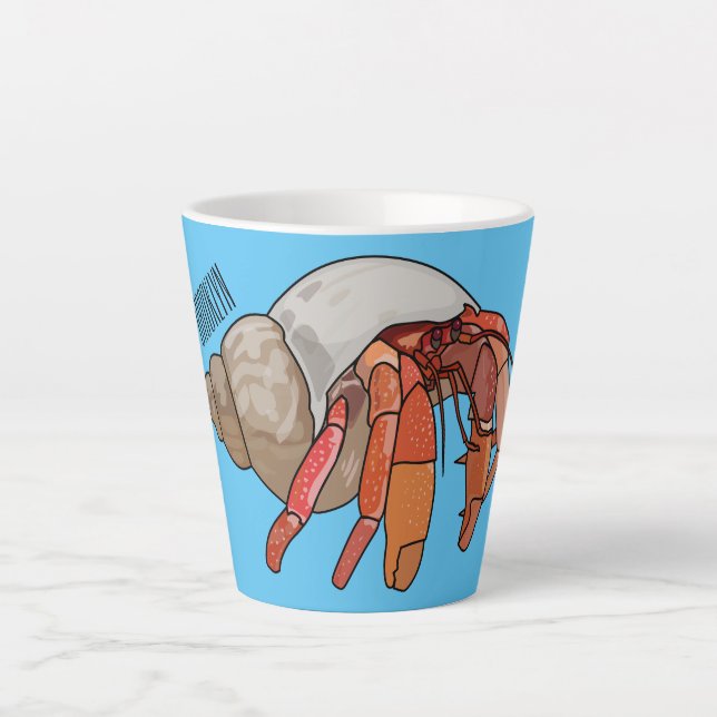 Hermit crab cartoon illustration latte mug (Front)