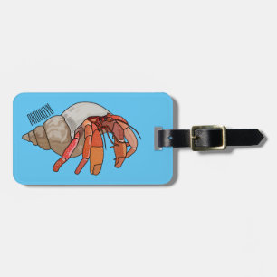 Hermit crab cartoon illustration luggage tag