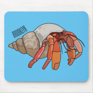 Hermit crab cartoon illustration mouse pad