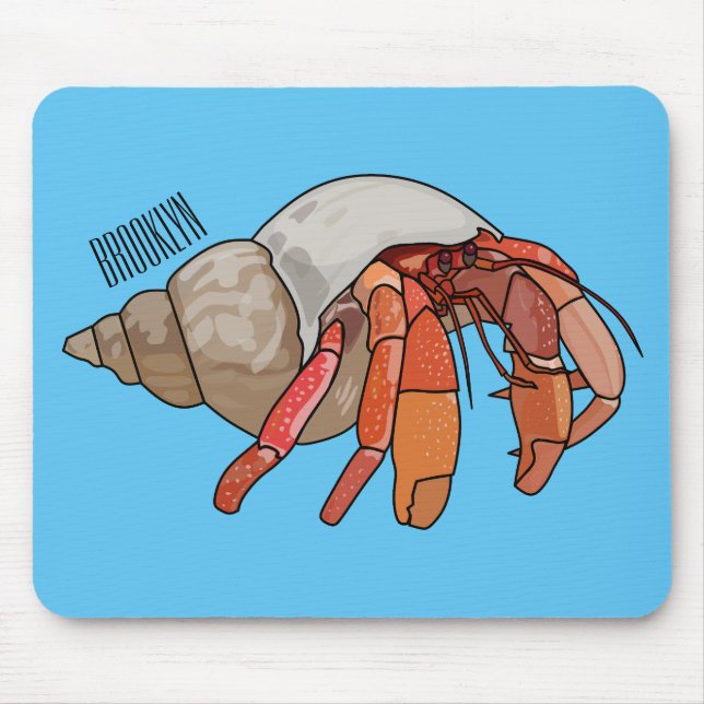 Hermit crab cartoon illustration mouse pad (Front)