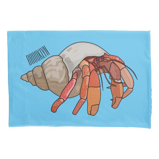 Hermit crab cartoon illustration pillowcase (Front)