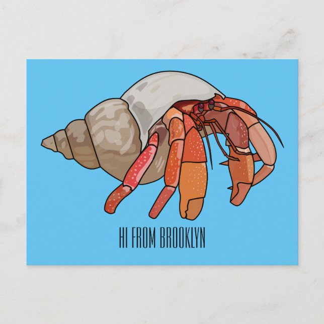 Hermit crab cartoon illustration postcard (Front)