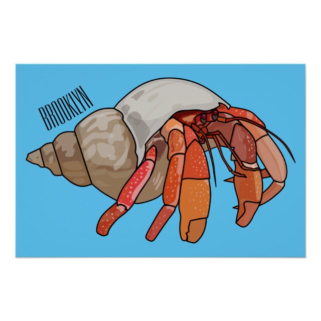 Hermit crab cartoon illustration poster (Front)