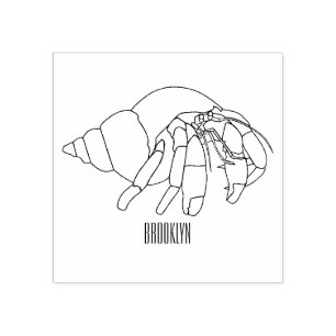 Hermit crab cartoon illustration rubber stamp