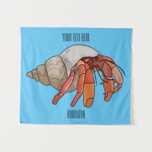 Hermit crab cartoon illustration tapestry
