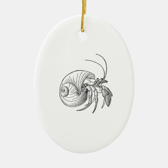 Hermit Crab Illustration (line art) Ceramic Tree Decoration (Front)