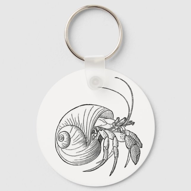 Hermit Crab Illustration (line art) Key Ring (Front)