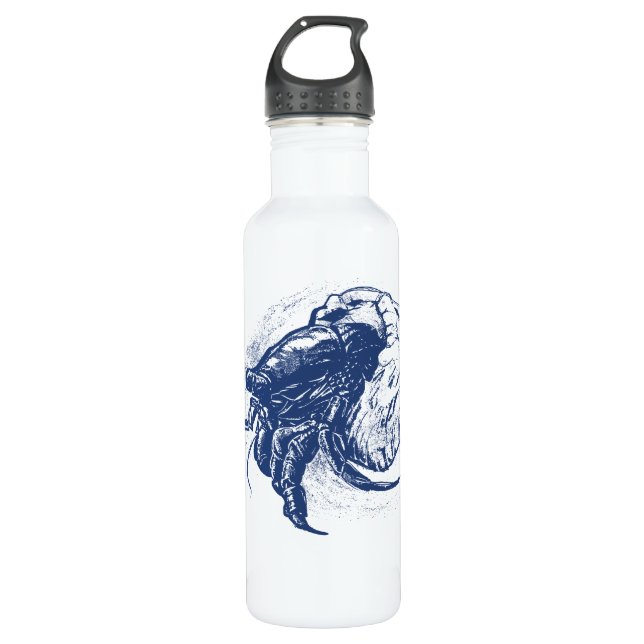 Hermit Crab in Dark Blue 710 Ml Water Bottle (Front)