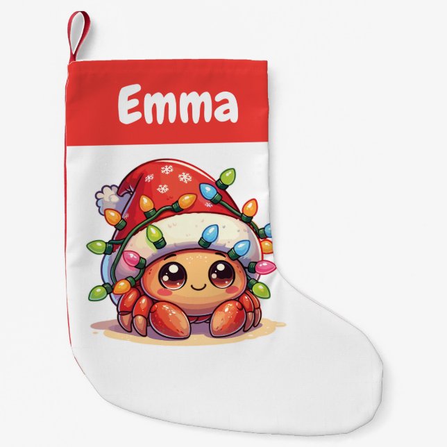 hermit crab Merry Christmas Winter Animals Crabs Small Christmas Stocking (Front)
