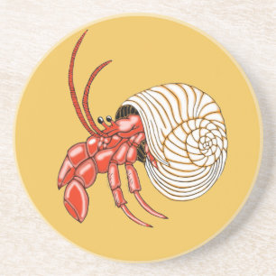 Hermit Crab Sandstone Drink Coasters