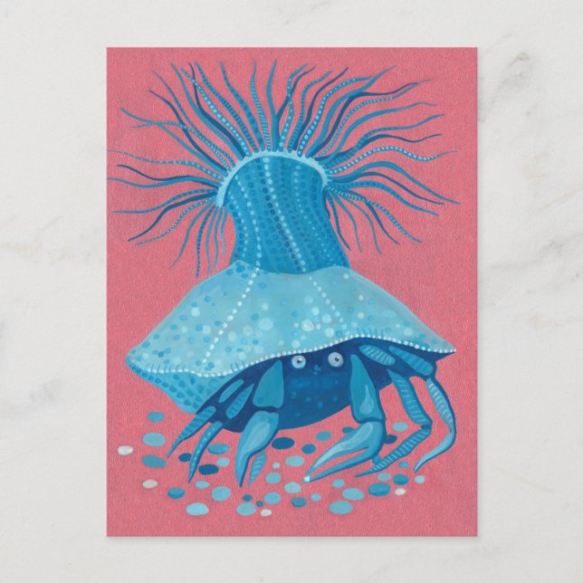 Hermit Crab Sea Ocean Underwater Animals Painting Postcard (Front)
