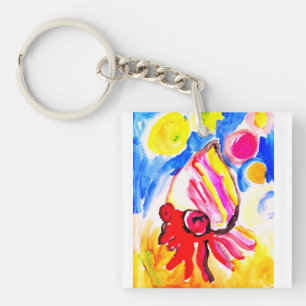 Hermit crab watercolor fun key ring