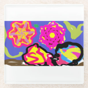 Hermit crabs wedding glass coaster