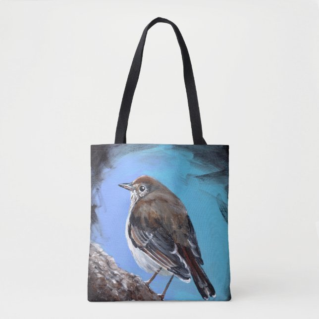 Hermit Thrush Bird Tote Bag (Front)