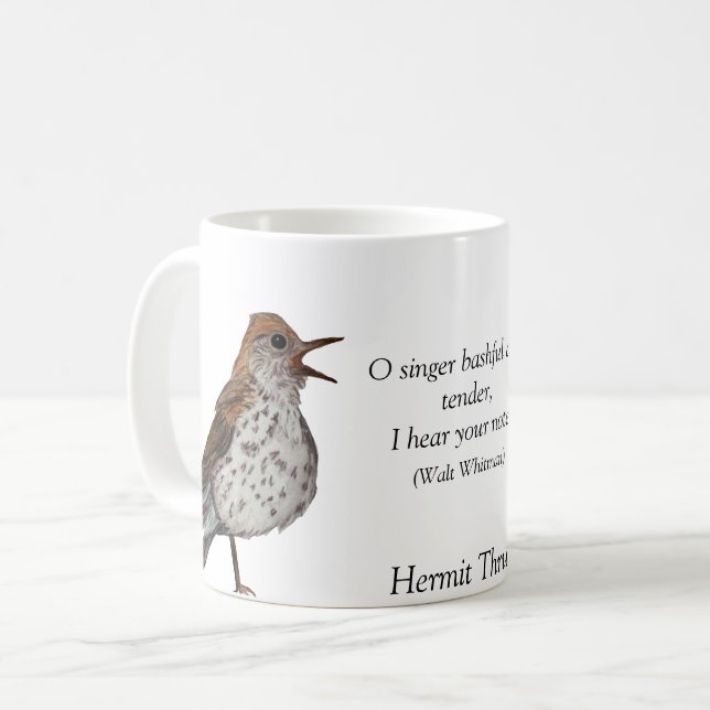 Hermit Thrush Walt Whitman White Coffee Mug (Front Left)