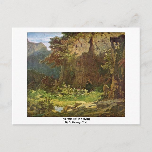 Hermit Violin Playing By Spitzweg Carl Postcard (Front)