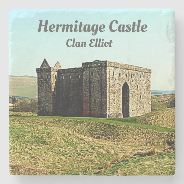 Hermitage Castle –  Scottish Elliot Clan Stone Coaster (Front)