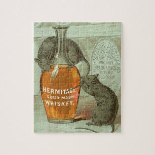 Hermitage Sour Mash Whiskey ad with two rats Jigsaw Puzzle