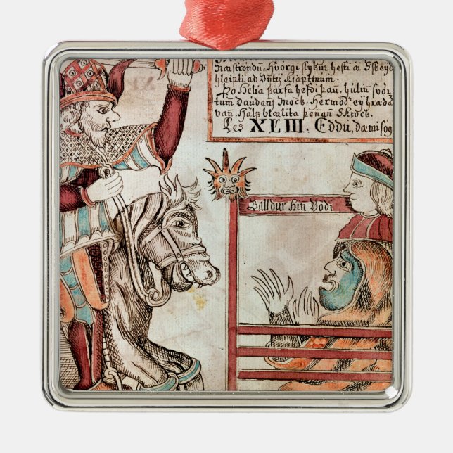 Hermod astride Sleipnir Metal Ornament (Front)