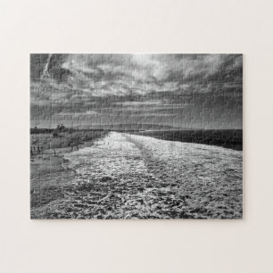Hermosa Beach, black and white photo Jigsaw Puzzle
