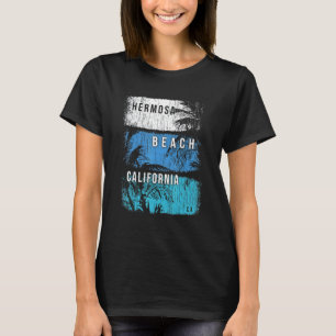 Hermosa Beach California Ca Brush Strokes And Palm T-Shirt