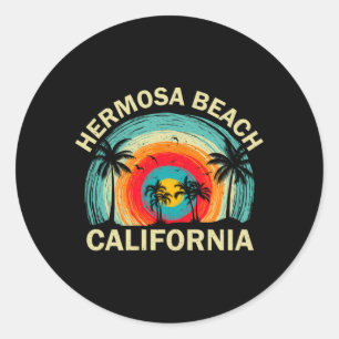 Hermosa Beach California Retro Summer Vacation Classic Round Sticker