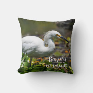 Hermosa garza blanca cushion