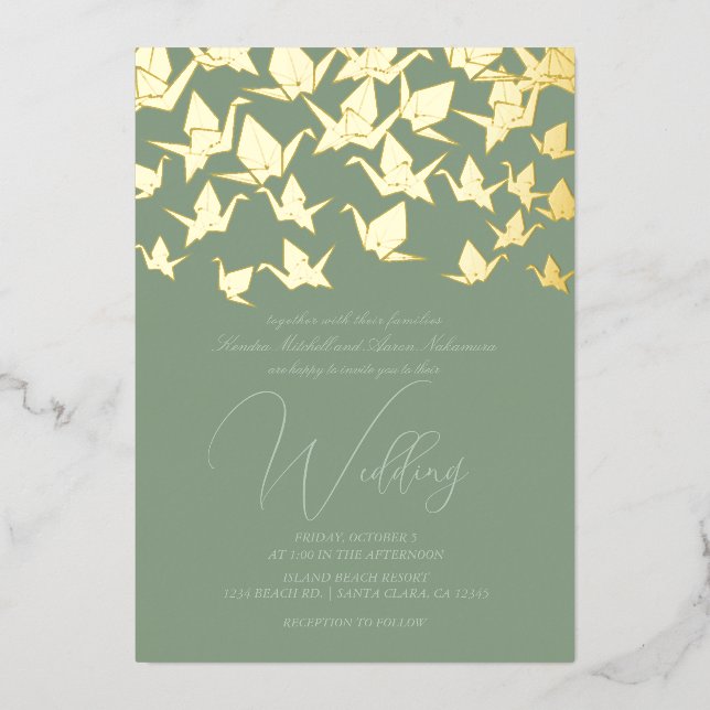 Hermoso Boda de la grúa de papel de origen sage (Front)