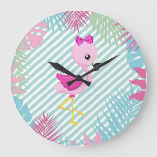 Hermoso Reloj Flamenco Rosa para Personalizar Large Clock