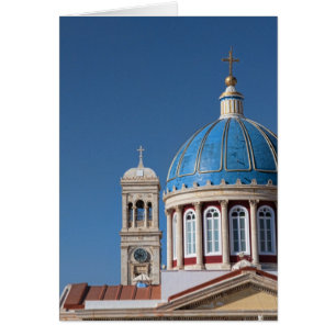 Hermoupolis, Syros Island, Greece. Blue dome of