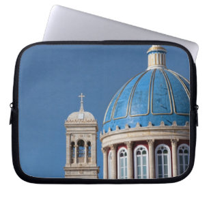 Hermoupolis, Syros Island, Greece. Blue dome of Laptop Sleeve