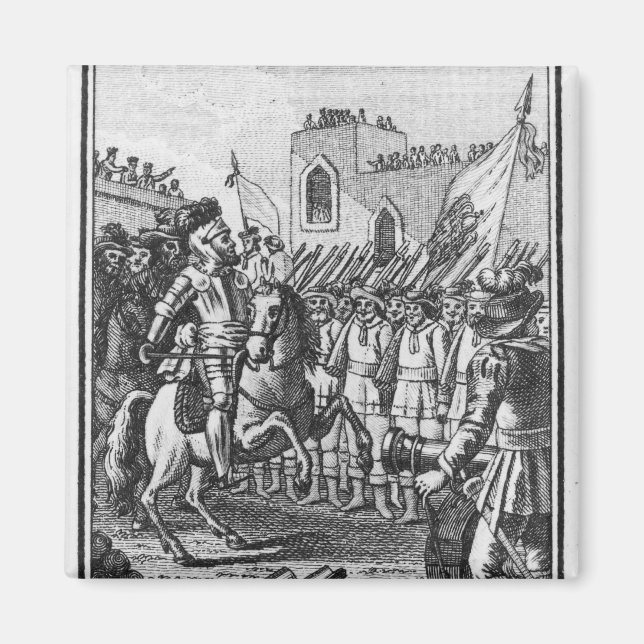 Hernando Cortes  Reviewing his Troops Magnet (Front)