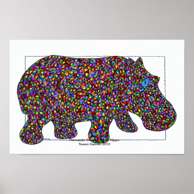 Hernando Stained Glass Hippo Poster (Front)