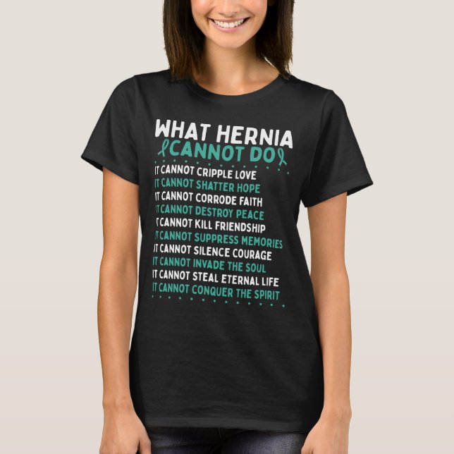 Hernia Awareness Fighter Hernia Warrior Ribbon T-Shirt (Front)