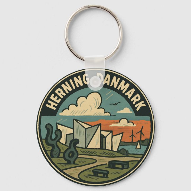 Herning Denmark Modern Art Key Ring (Front)